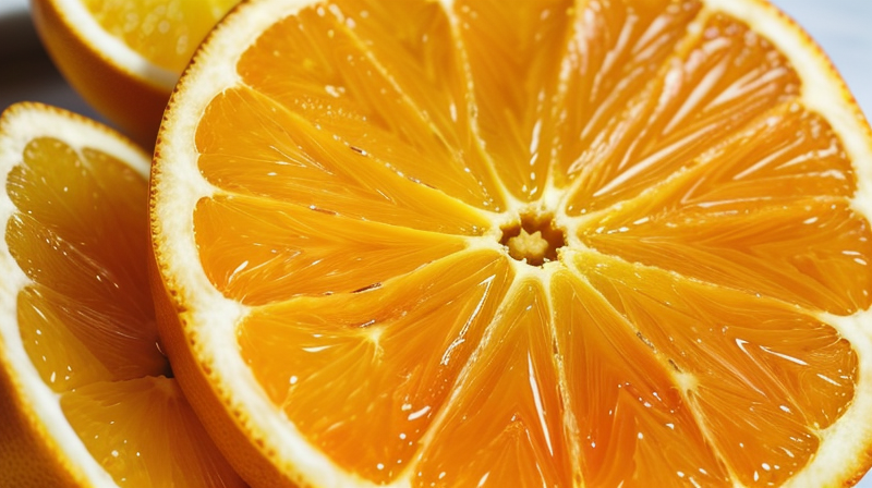 Detalle de naranja fresca y miel natural